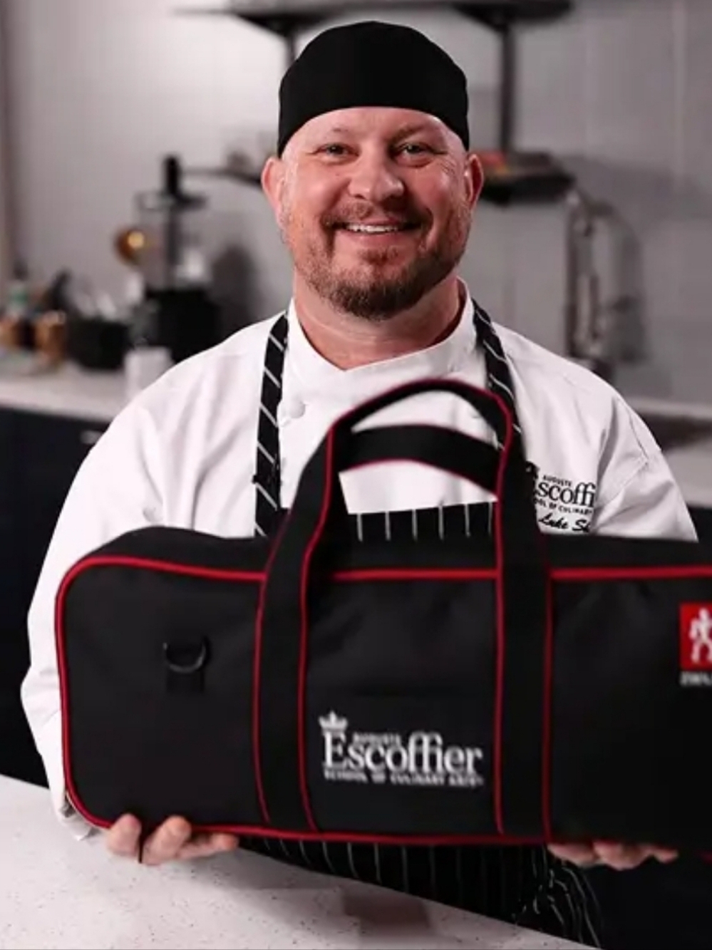 Black and Red Knife Roll Bag for Men